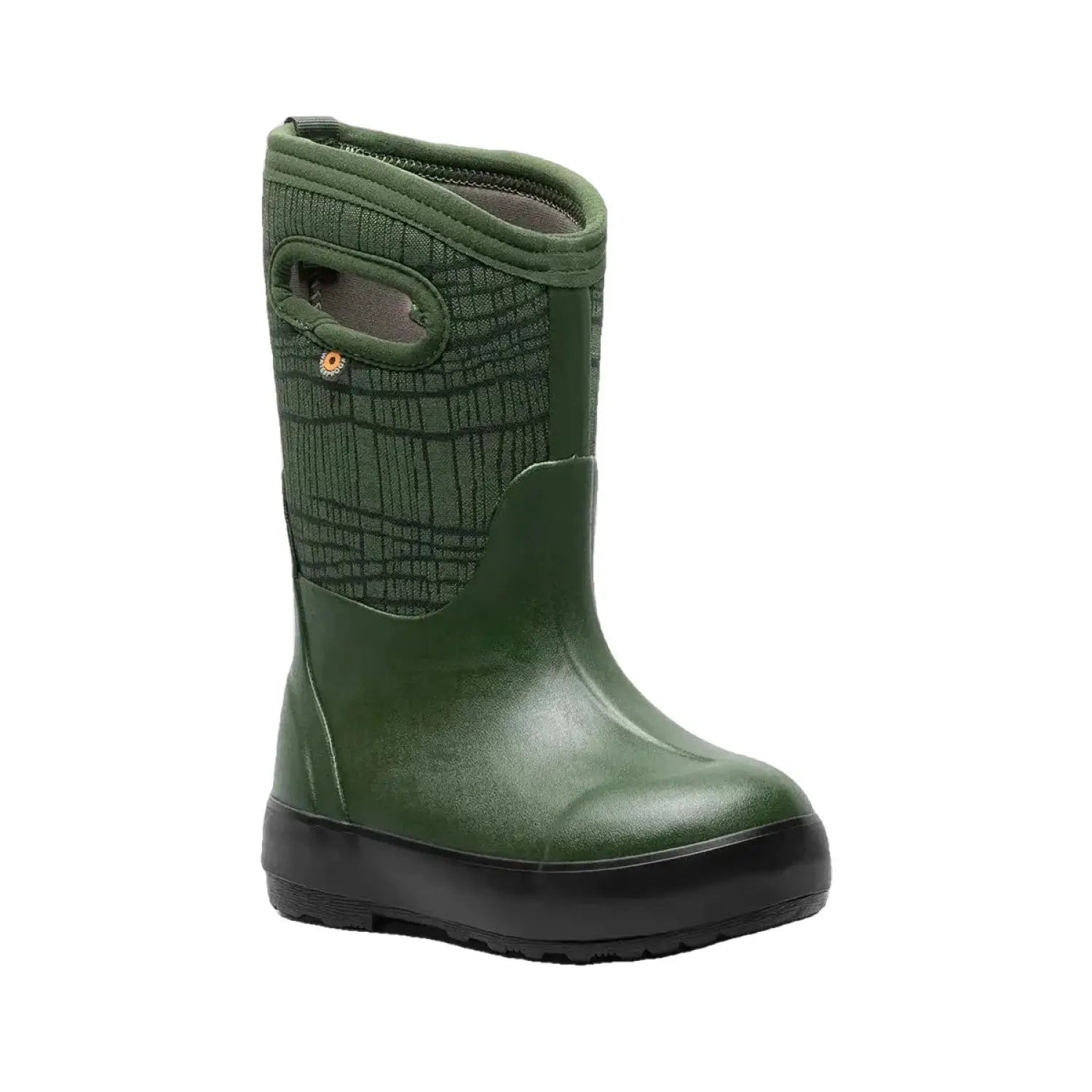 BOGS K's Classic II Cracks, Dark Green, front and side view 