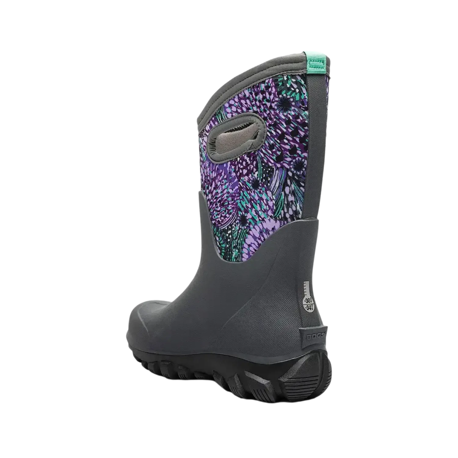 BOGS Kid's Classic Seamless Dandelion in Dark Grey Multi, back view 