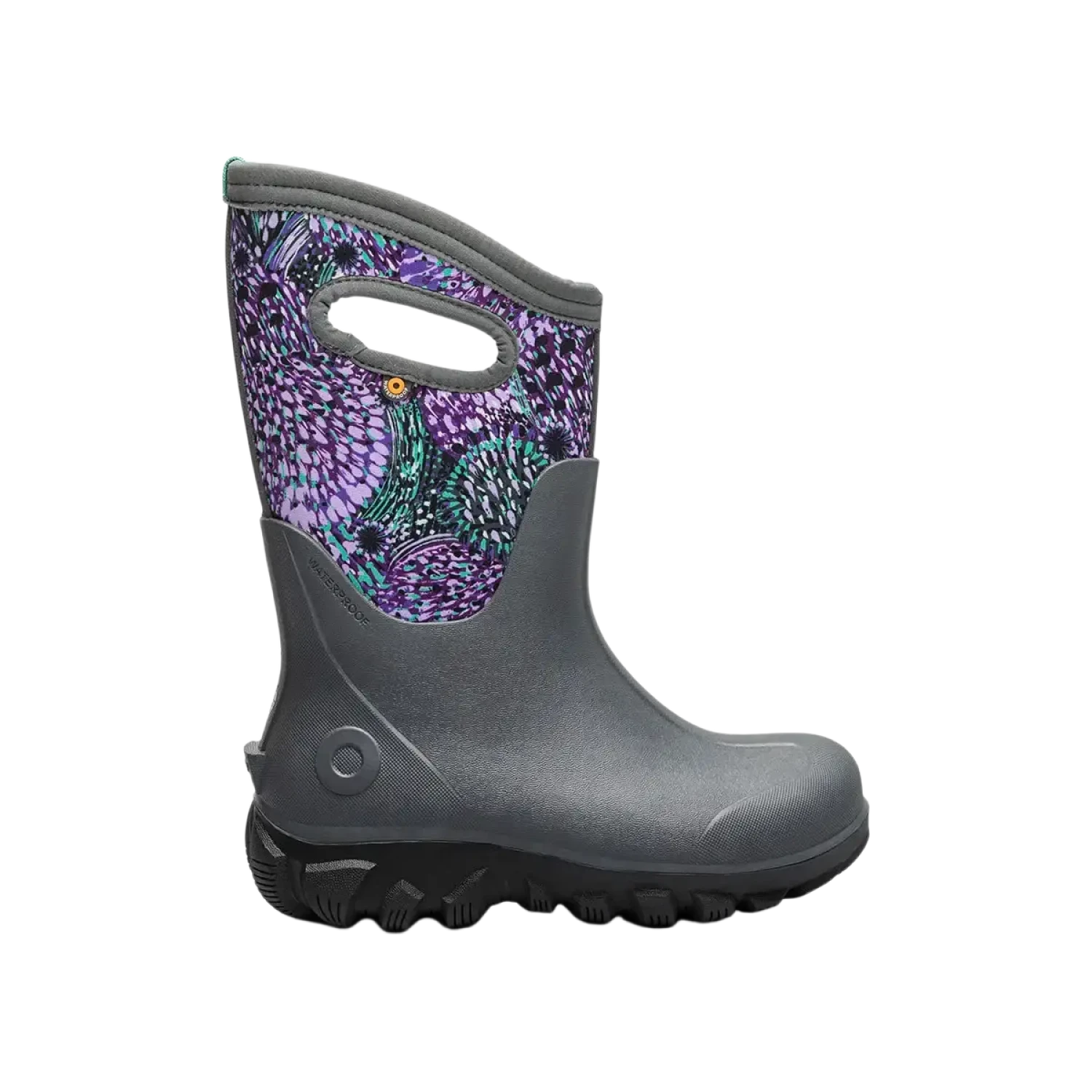 BOGS Kid's Classic Seamless Dandelion in Dark Grey Multi, side view