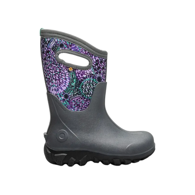 BOGS Kid's Classic Seamless Dandelion in Dark Grey Multi, side view