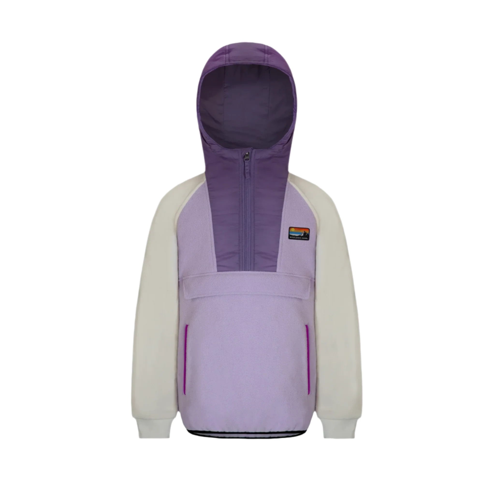 boulder gear girls scout fleece pullover in wisteria front flat view