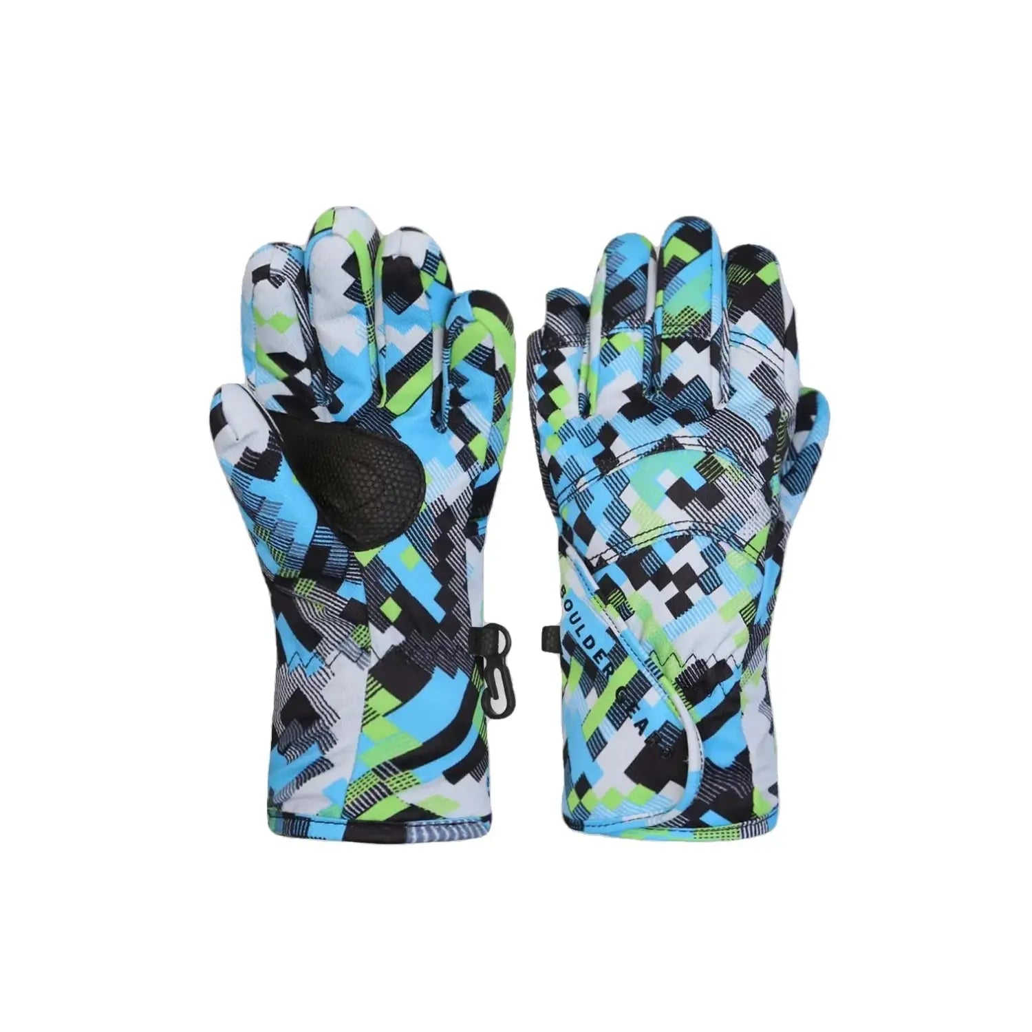 Boulder Gear K's Flurry Glove, Aqua Stacked, front and back view