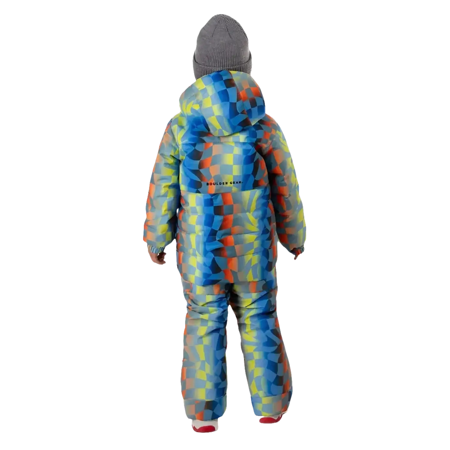 Boulder Gear Boy's Dansby Jacket in summer camp, on model back view