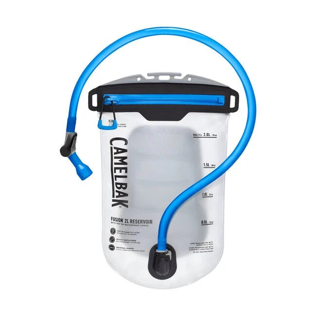 camelbak fusion 2l reservoir with tru zip in clear front flat view