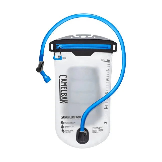 camelbak fusion 3l reservoir with tru zip in clear front flat view