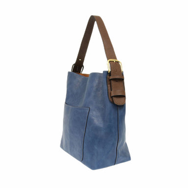 Joy Susan Classic Hobo Handbag Celestial Blue/Coffee Side