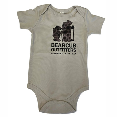 Colored Organics Baby Bearcub Logo Short Sleeve Bodysuit stone grey petoskey stone logo flat front