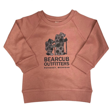 Colored Organics Kid's & Baby Bearcub Logo Organic Portland Pullover in rose, front view