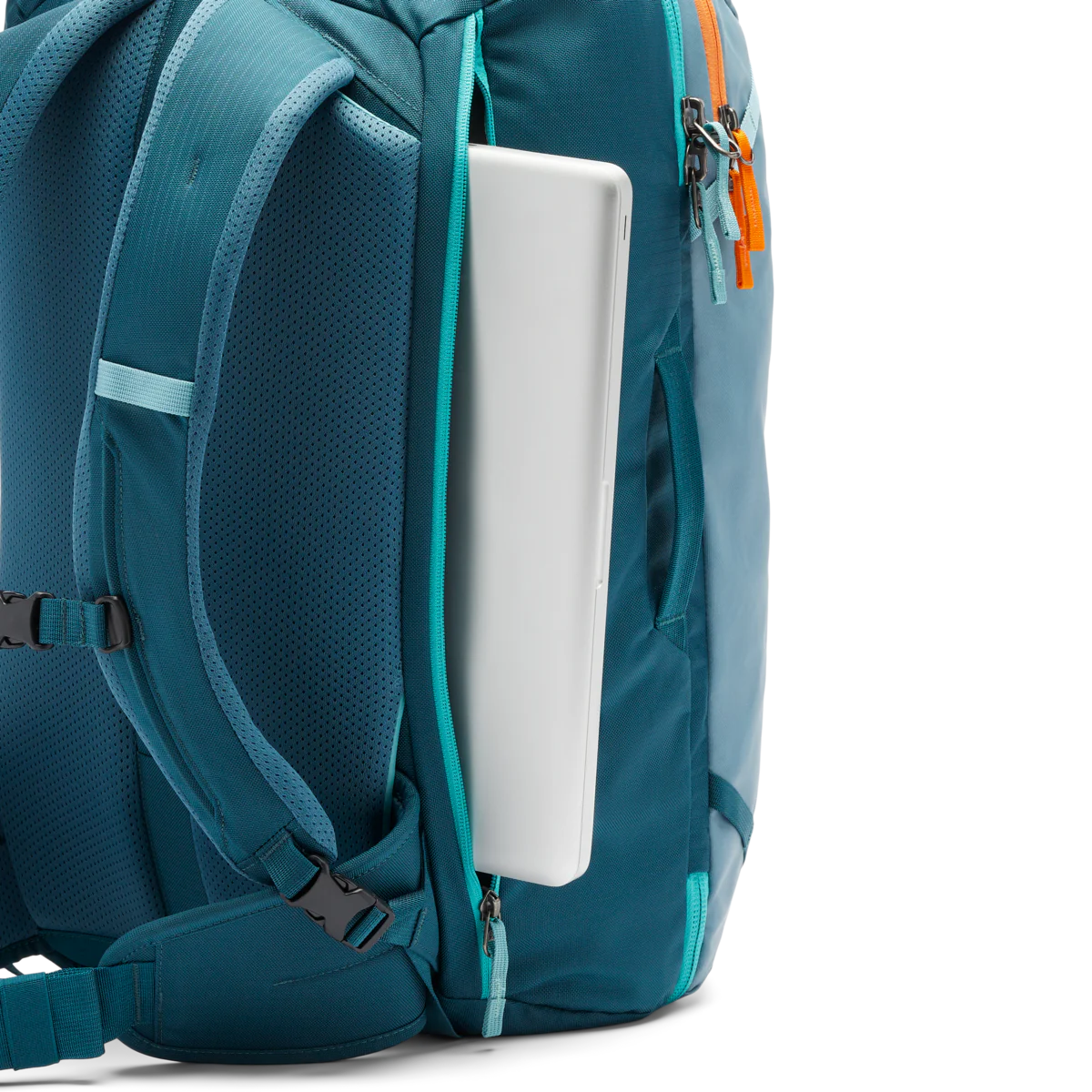 Cotopaxi Allpa 35L Travel Pack Blue Spruce/Abyss Laptop Pocket Detail