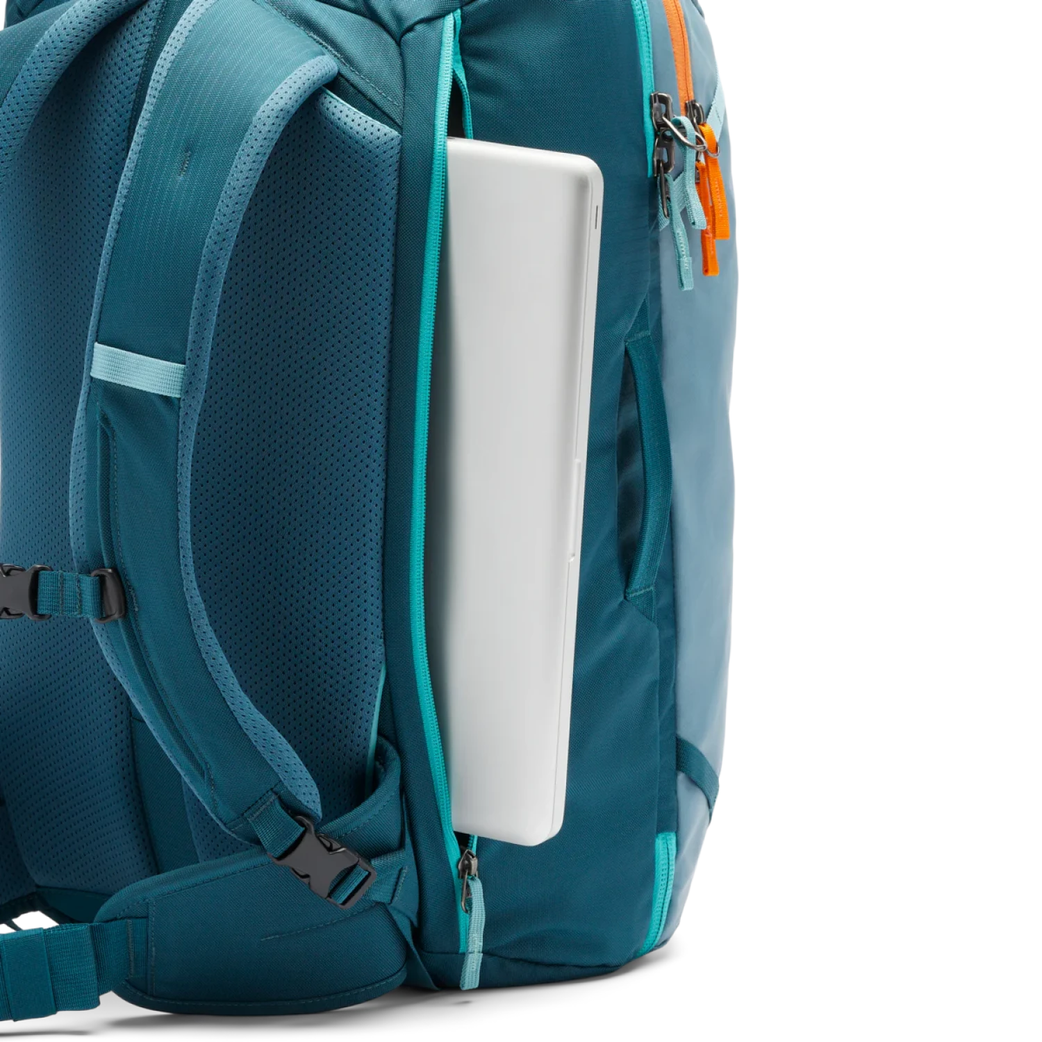 Cotopaxi Allpa 35L Travel Pack Blue Spruce/Abyss Laptop Pocket Detail