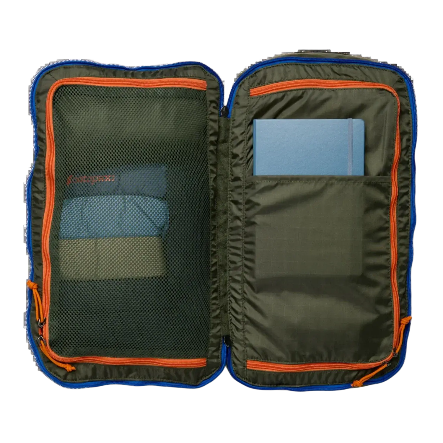 Cotopaxi Allpa Mini 20L Travel Pack in fatigue, inside view
