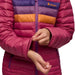 Cotopaxi Kid's Fuego Down Hooded Jacket Sangria Stripe Model Sleeve Detail