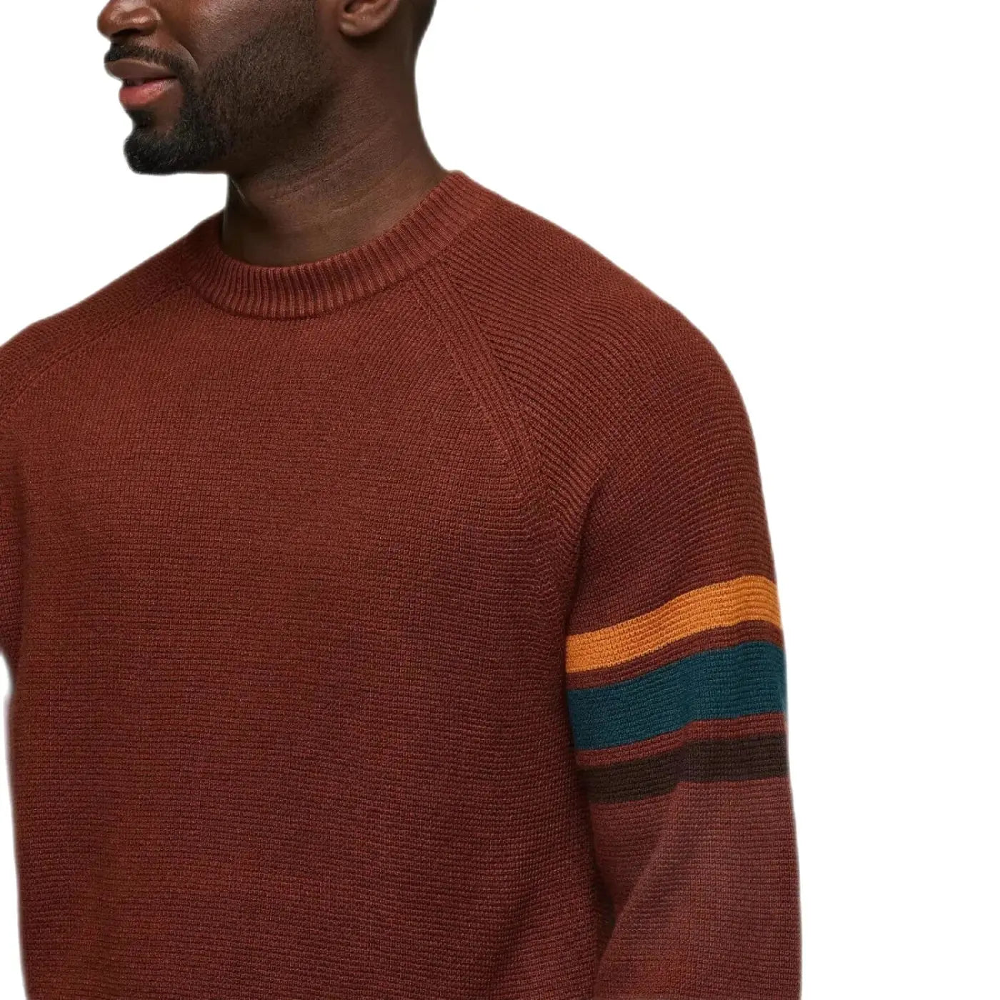 Cotopaxi Men's Libre Crew Sweater Rusty Model Sleeve Detail
