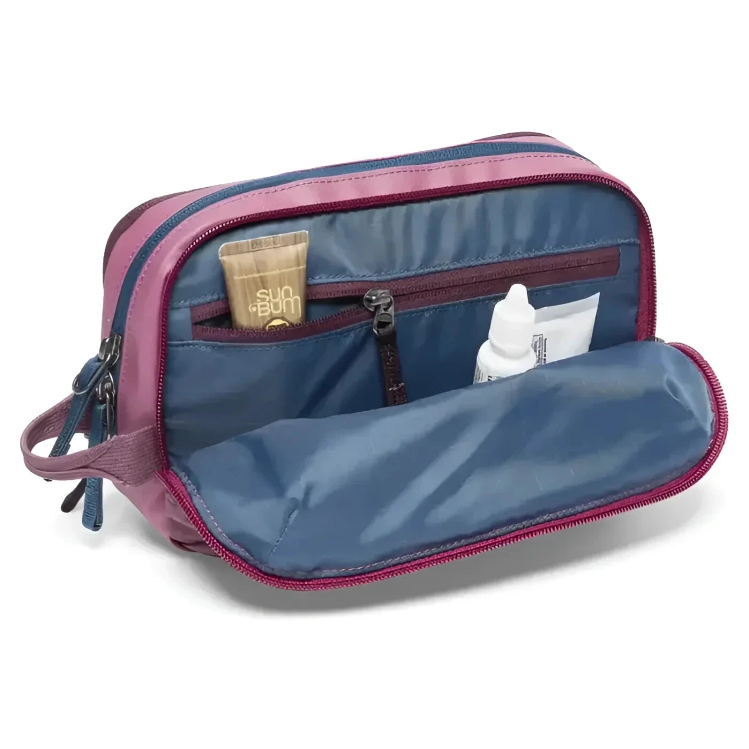 Cotopaxi Nido Accessory Bag in fig, front pocket open view