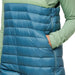 Cotopaxi W's Fuego Down Overall, Blue Spruce Stripe, pocket view on model