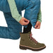 Cotopaxi W's Fuego Down Overall, Blue Spruce Stripe, view of leg side zipper on model