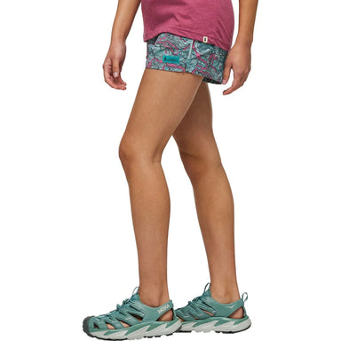 Cotopaxi Women's Brinco 3in Print Short shown in the Sangria/Coastal color option. Side view, model.