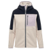 Cotopaxi Women's Abrazo Hooded Full Zip Jacket shown in the Black and Cream color option. Front view, flat.