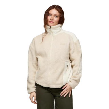 Cotopaxi Women's Bacano Fleece Jacket in cream & bone, on model front view