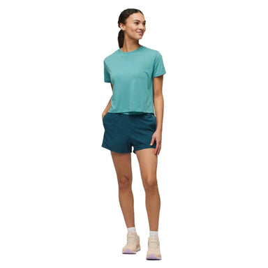 Cotopaxi Women's Cambio Short shown in the Abyss color option. Front view, on model.