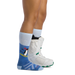 Darn Tough Kid's Penguin Peak Over-the-Calf Midweight Ski & Snowboard Sock shown on model.