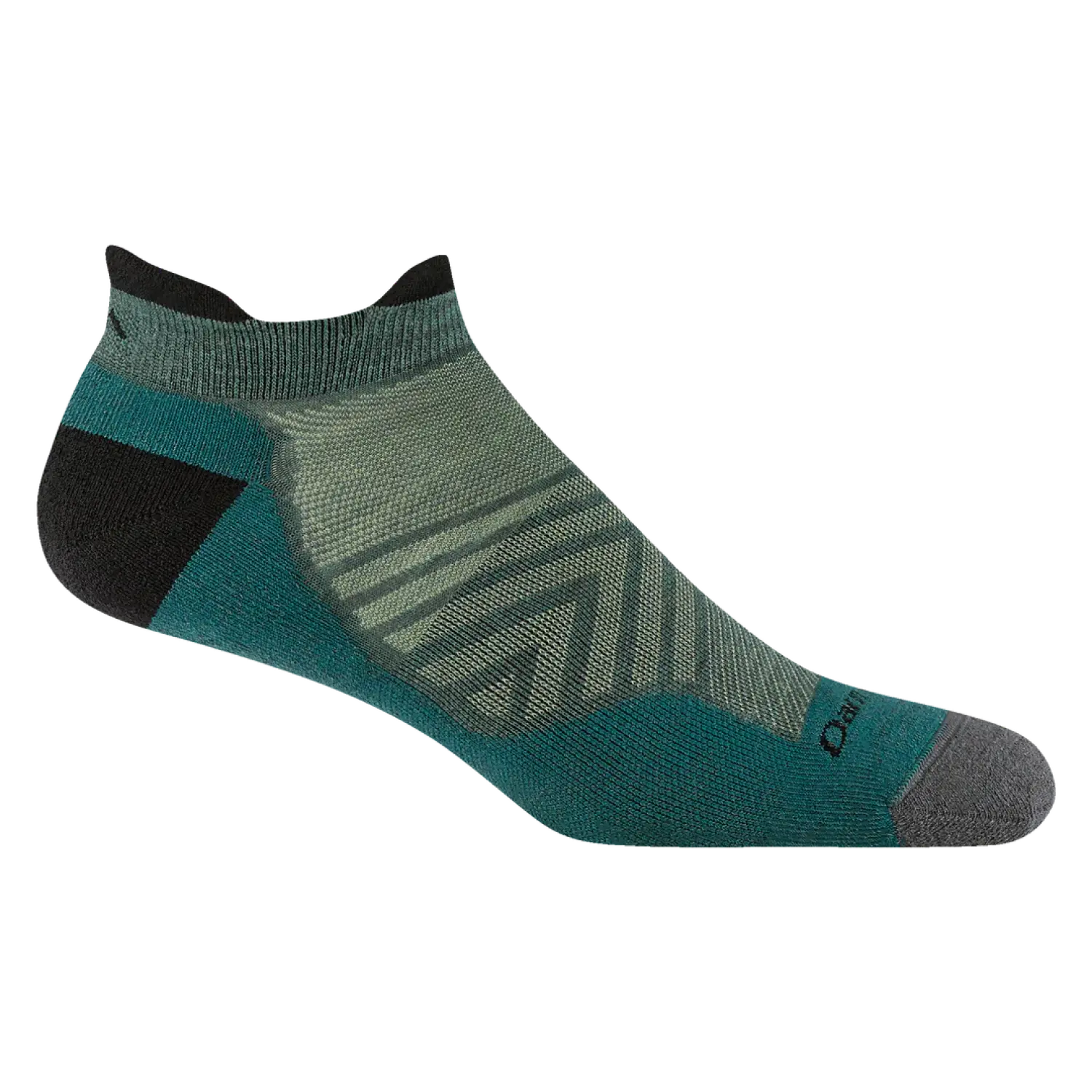 Darn Tough Men's Run No Show Tab Cushioned Ultra-Lightweight Running Socks in Teal, side view