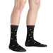 Darn Tough Men's Sawtooth Crew Lightweight Lifestyle Sock Black Front and Side View