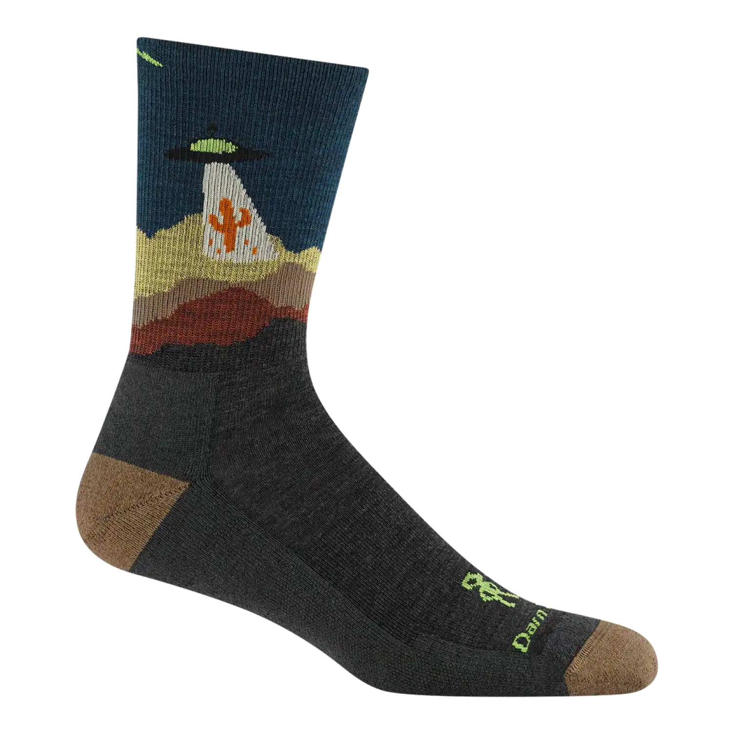 Darn Tough M's Spaced Out Micro Crew Lightweight Hiking Socks in Charcoal, side view 