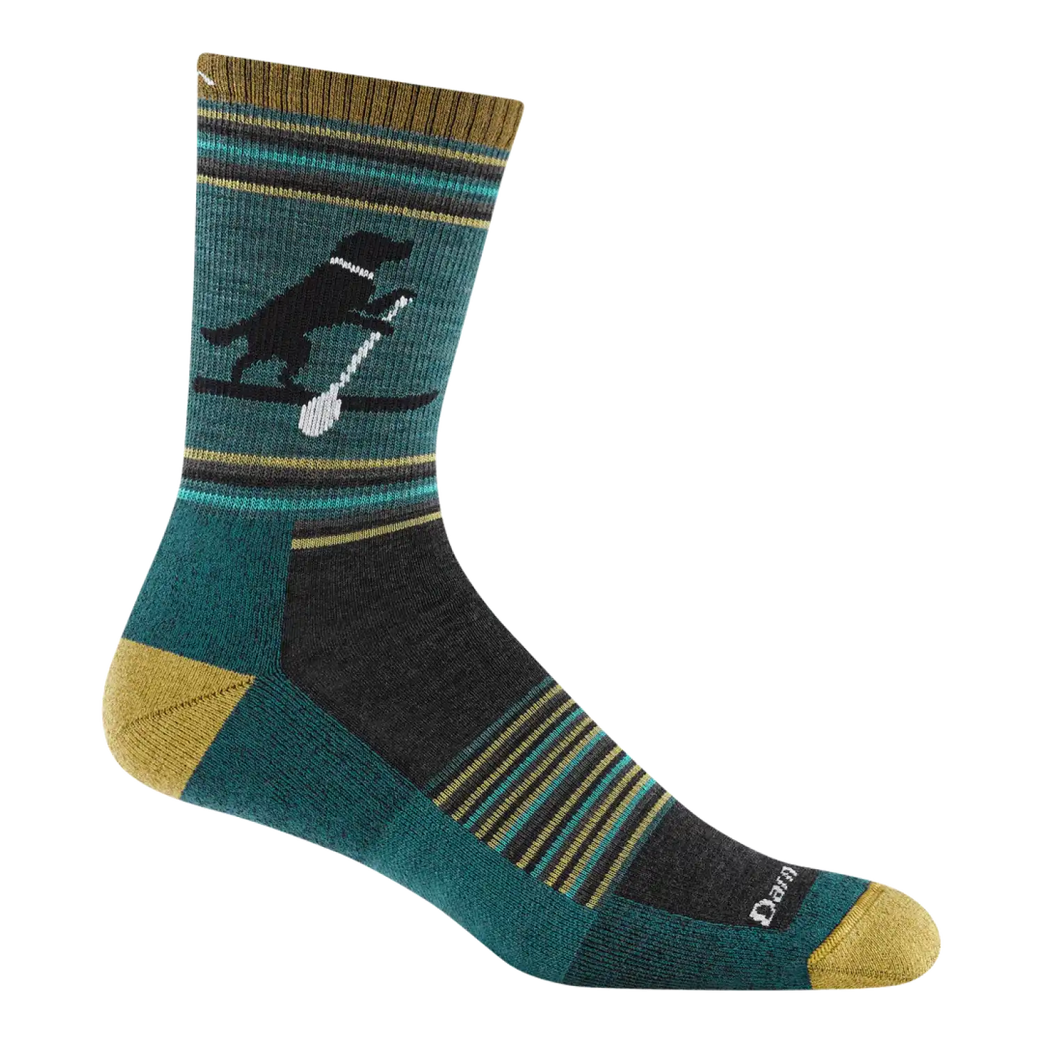 Darn Tough Men's Willoughby Micro Crew Lightweight Hiking Socks in Dog Pond, side view on model 