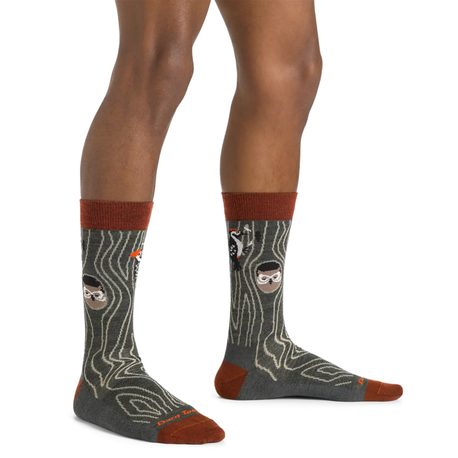 Darn Tough Men's Woody Crew Lightweight Lifestyle Sock shown in the Forest color option. Shown on model.