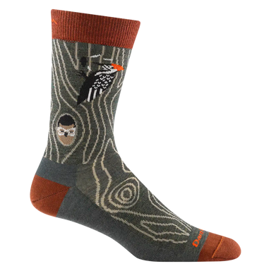 Darn Tough Men's Woody Crew Lightweight Lifestyle Sock shown in the Forest color option.