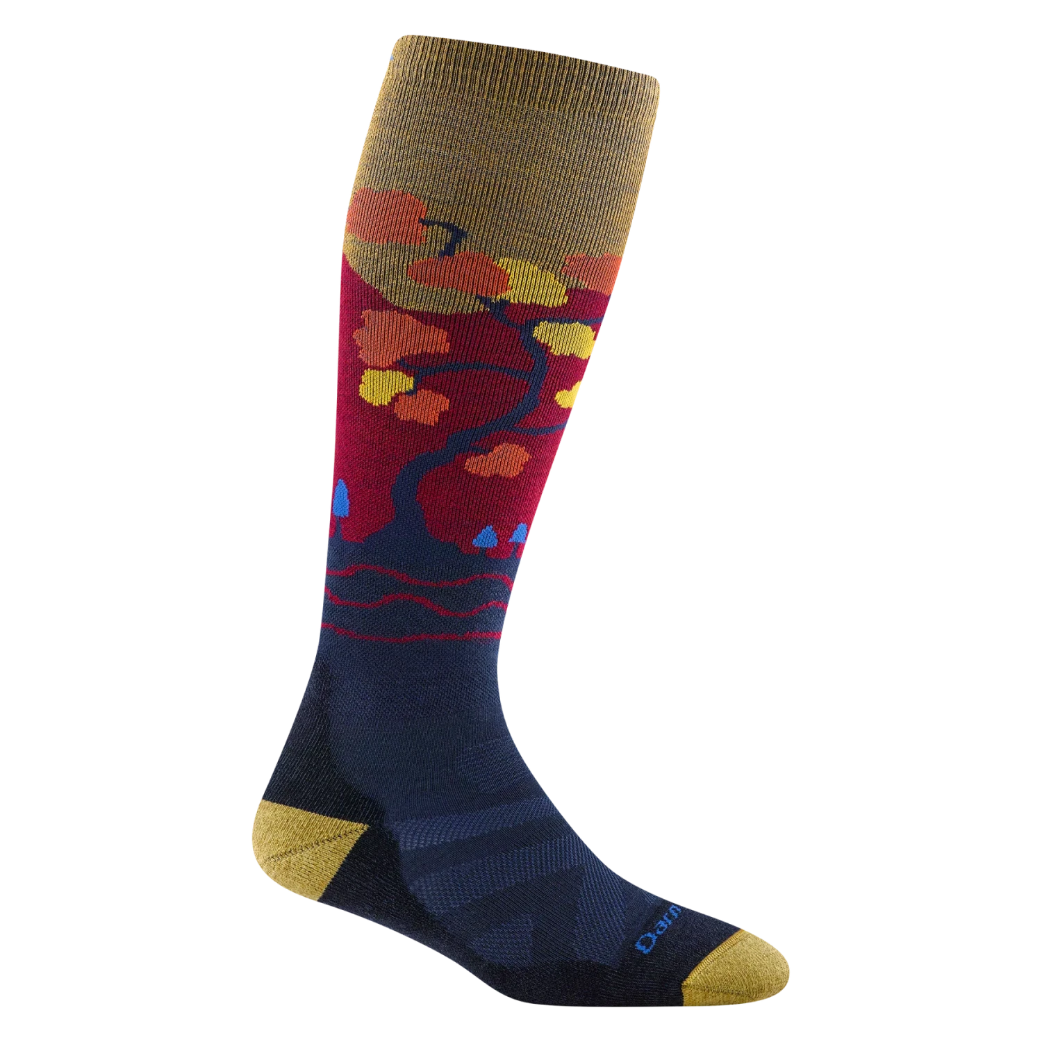 Darn Tough Womens's Enchanted Over-the-Calf Midweight Ski & Snowboard Sock shown in the Autumn design.