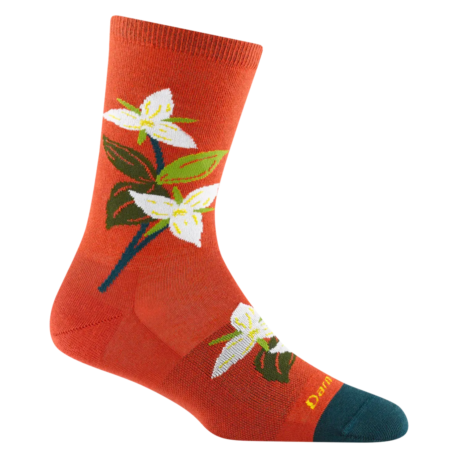 Darn Tough Women's Blossom Crew Lightweight Lifestyle Sock shown in the Tomato color option.