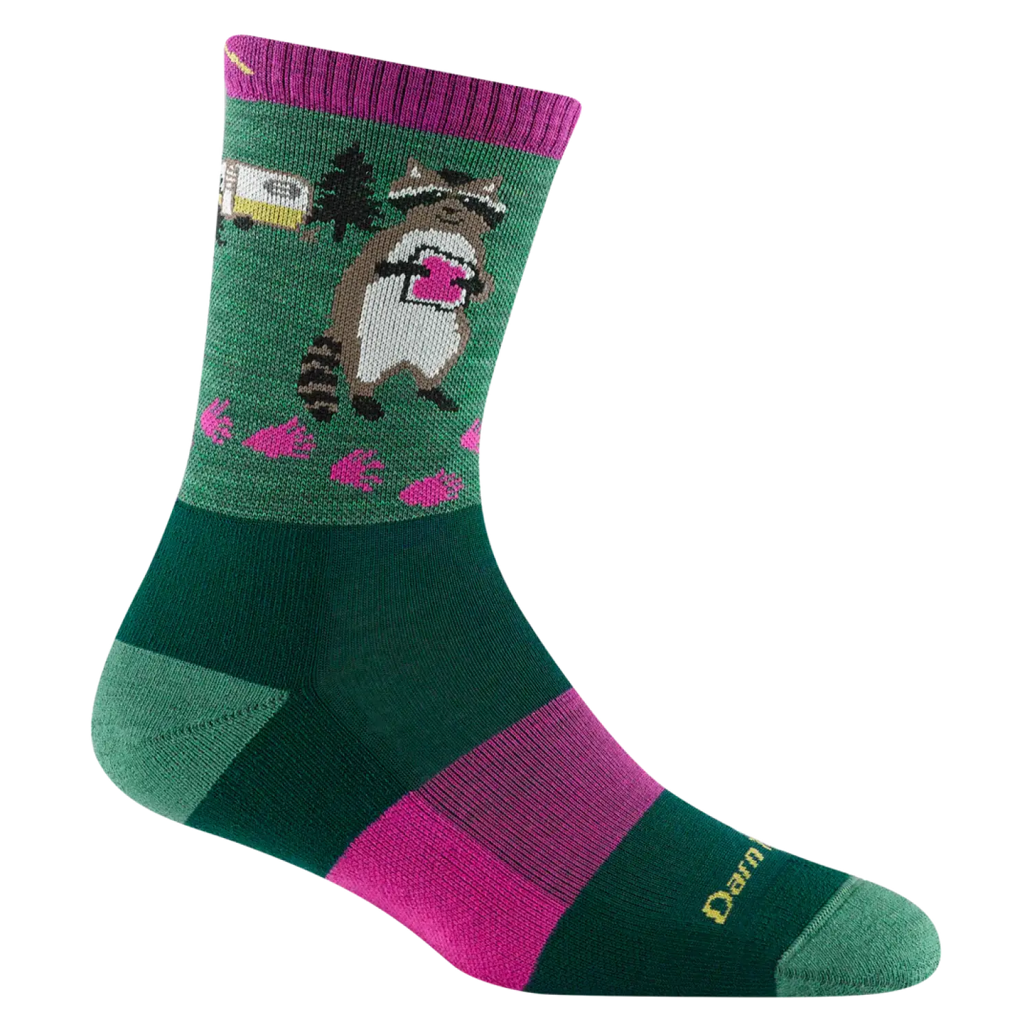 Darn Tough Women's Critter Club Micro Crew Lightweight Hiking Sock shown in the Moss color option.