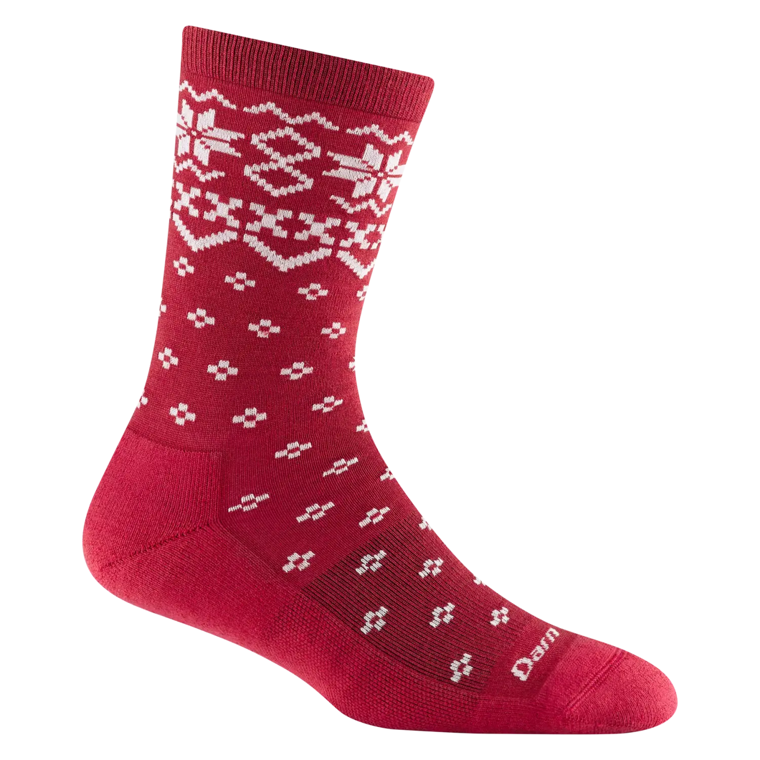 Darn Tough Women's Shetland Crew Lightweight Lifestyle Sock shown in the Cranberry color option.