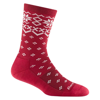 Darn Tough Women's Shetland Crew Lightweight Lifestyle Sock shown in the Cranberry color option.