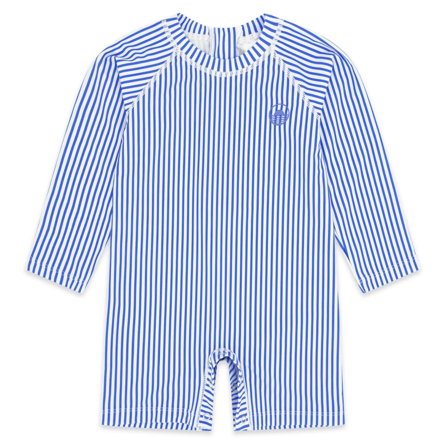 Feather 4 Arrow Baby Cali Rashguard Surf Suit in marina blue stripe, front view