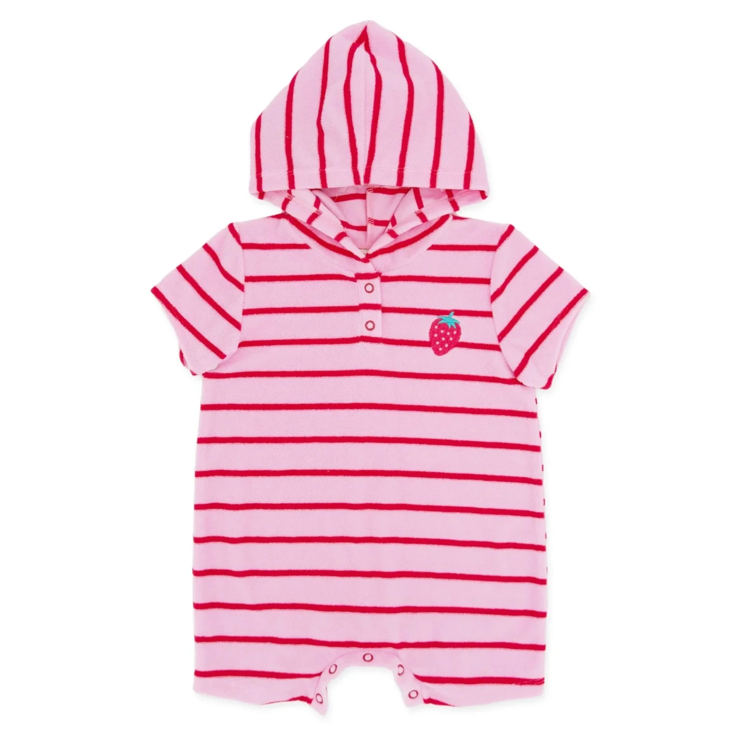 Feather 4 Arrow Baby Finn Romper in lilac sachet strawberry, front view