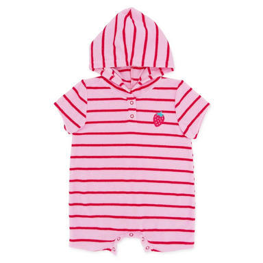 Feather 4 Arrow Baby Finn Romper in lilac sachet strawberry, front view