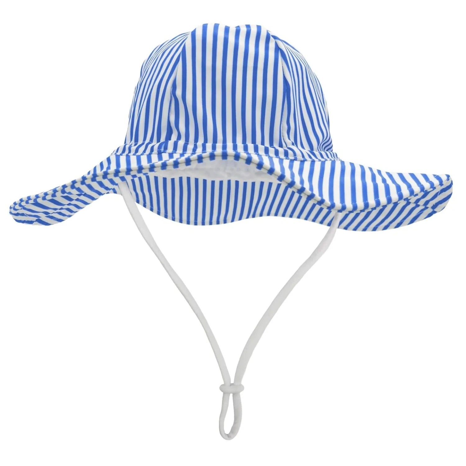 Feather 4 Arrow Baby Poolside Swim Hat in marina blue stripe, front view