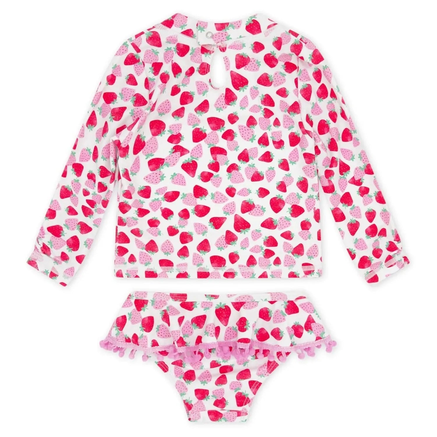 Feather 4 Arrow Baby Sandy Toes Rashguard Swim Set in strawberries multi, back view