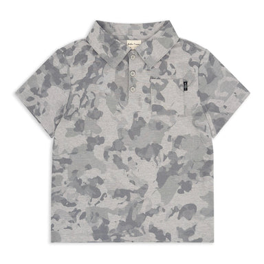 Feather 4 Arrow Boy's Feel Good Tech Polo in heather grey, front view