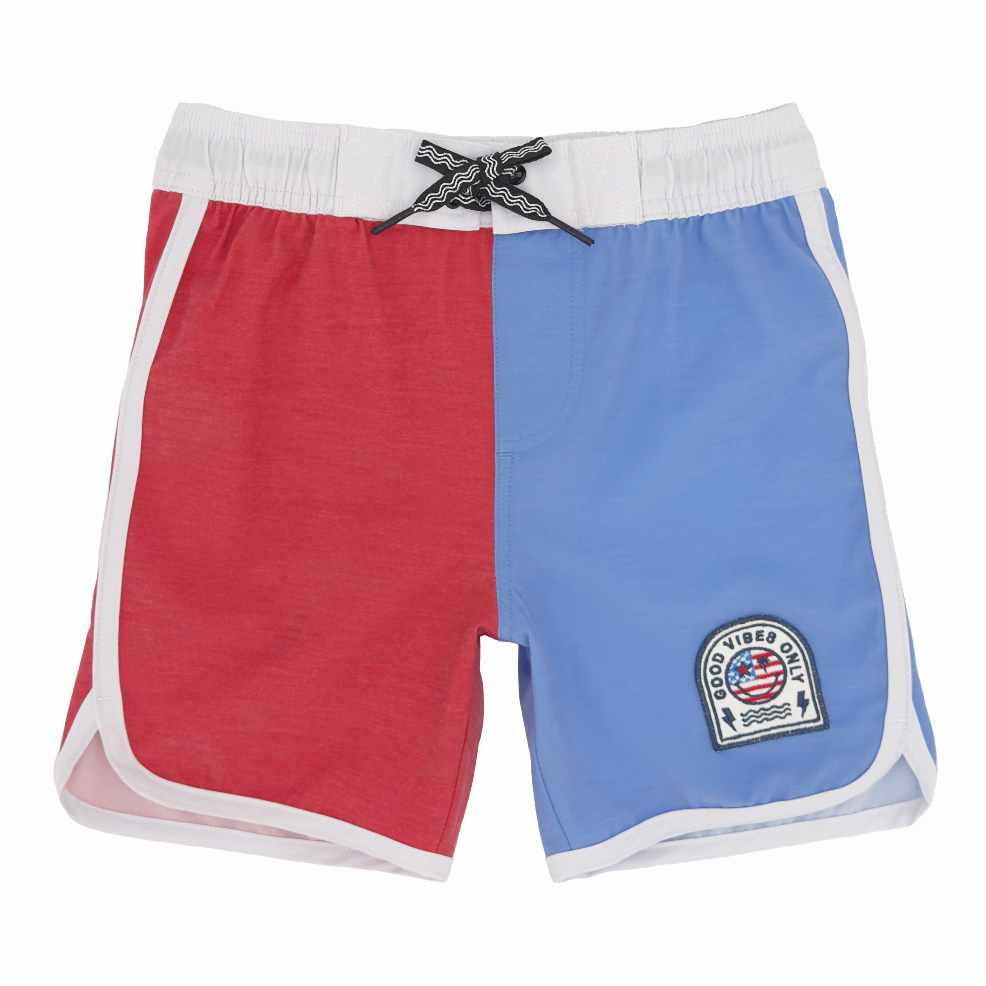 Feather 4 Arrow Boy's Scallop Boardshort in true red, front view