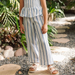 Feather 4 Arrow Girl's Playa Pant in marina blue stripe, model front view