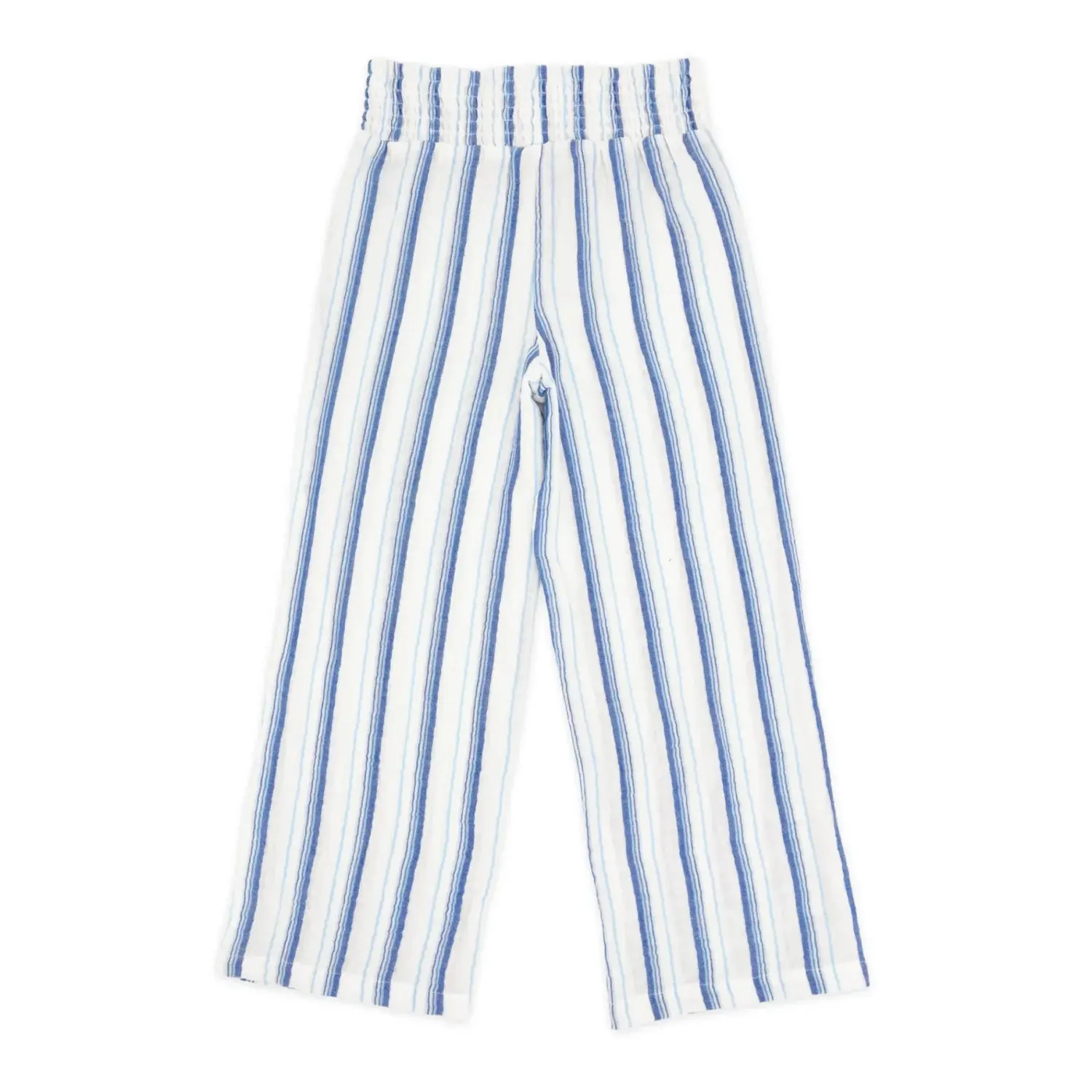 Feather 4 Arrow Girl's Playa Pant in marina blue stripe, front view