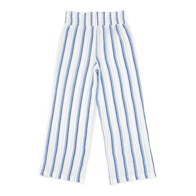 Feather 4 Arrow Girl's Playa Pant in marina blue stripe, front view