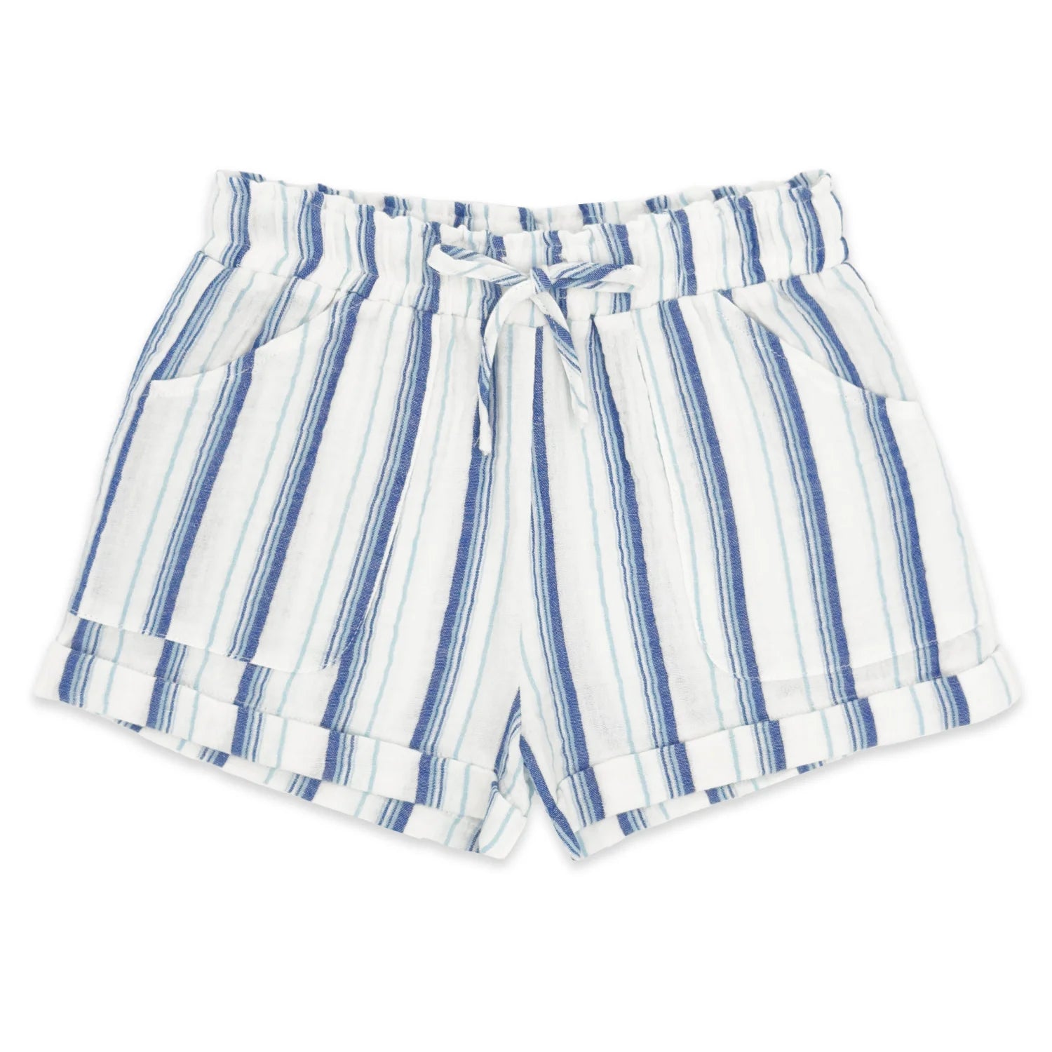Feather 4 Arrow Girl's Salty Short in marina stripe, front view
