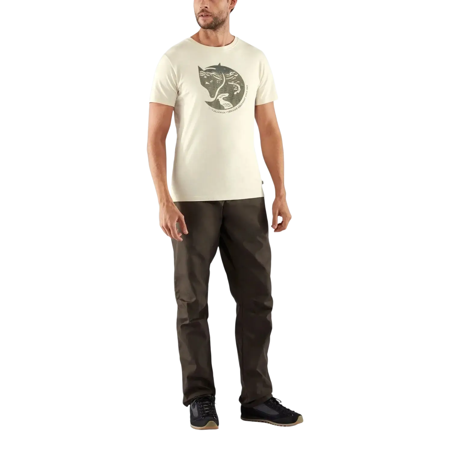 Fjall Raven Men's Arctic Fox T-Shirt in white, model front view