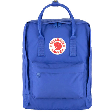 Fjallraven Kanken Backpack, colbalt blue color, front view.