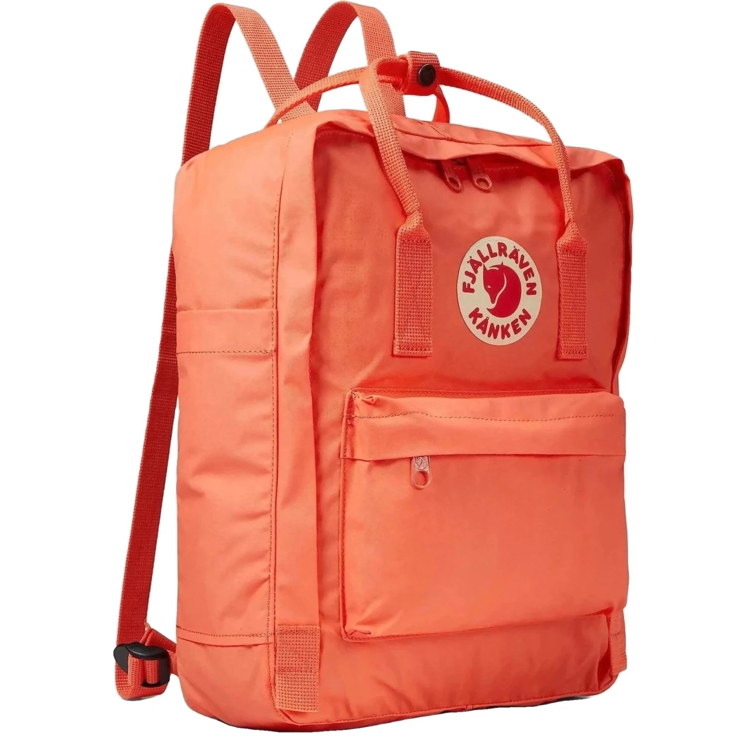 Fjallraven Kanken Backpack, korall  color, front view.